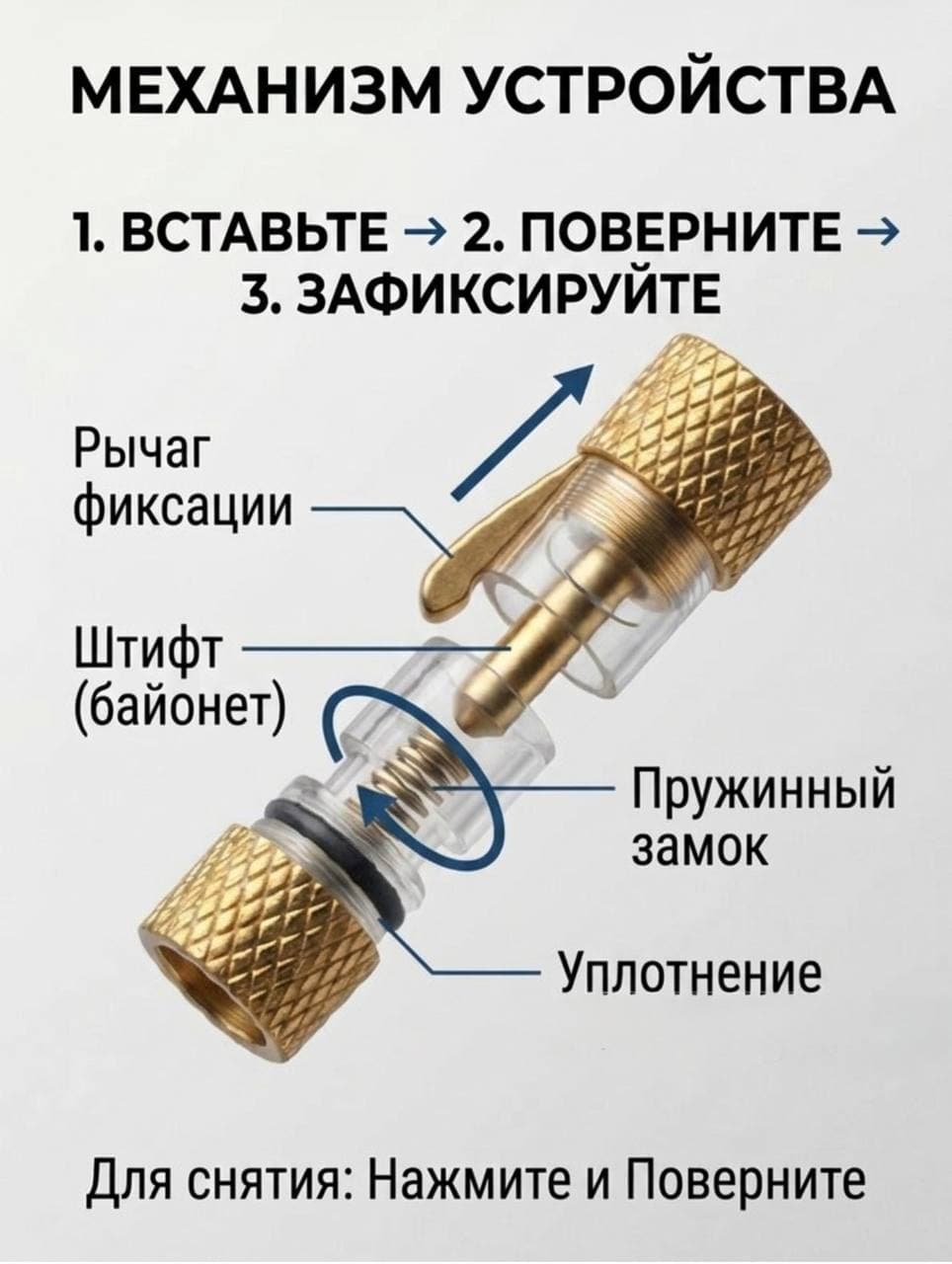 Байонетные застежки золотые 4 мм 2 шт
