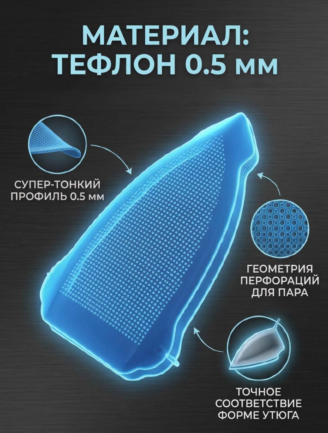 Насадка для утюга и парогенератора тефлоновая Синяя